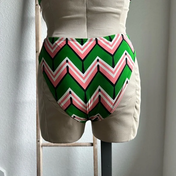 Anthropologie Mermaid 2 Piece Bikini Zig Zag Print sz: Top Small/Bottoms XS - Picture 6 of 13
